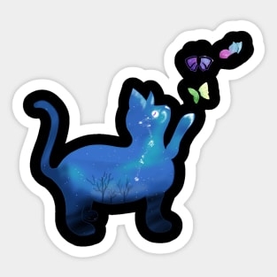 Space Cat and Butterfly Sticker